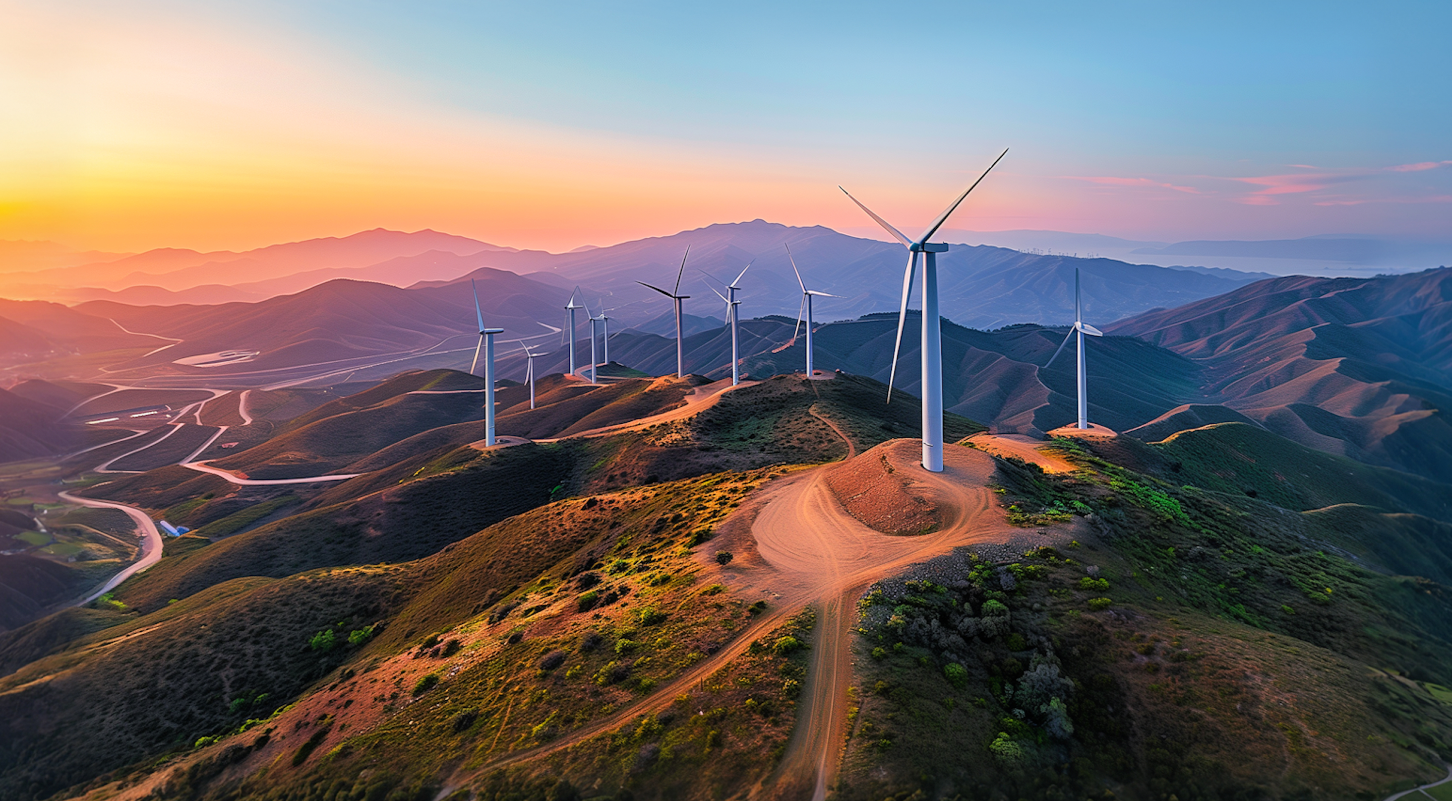 Wind turbines on a coastal site with hybrid storage
